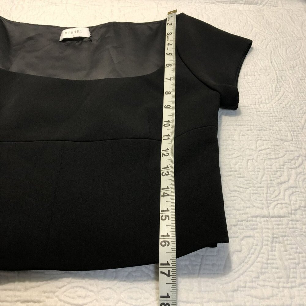 Meshki Crop Top Black Cap Sleeve With Side Zipper Detail Size S Womens - Picture 9 of 10